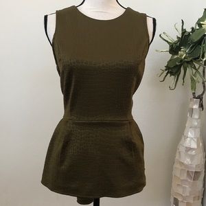 Gorgeous olive green textured high low blouse